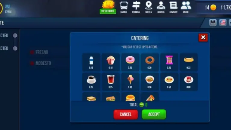 It is catering menu feature image of bus simulator ultimate mod apk.