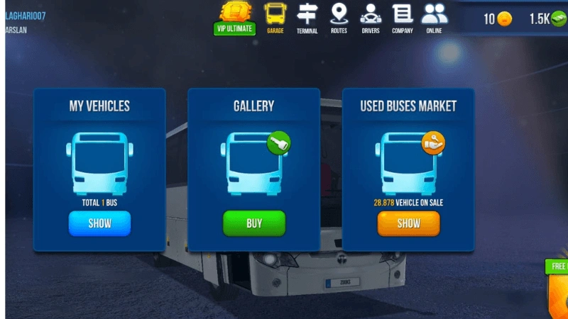 In this image garage section buses are shown.