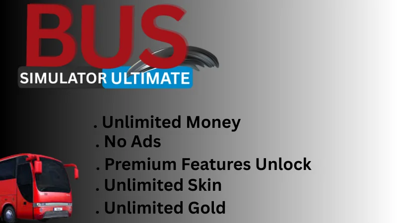 t is bus simulator ultimate mod apk image with text overlay its features.